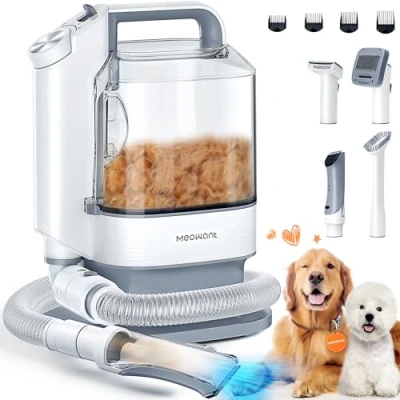 Imagen de Meowant Maquina Cortar Pelo Perros, 3.2L Aspiradora de Perro, Cortapelos Perros Profesional, 5 Herramientas Aseo, Succión Nivel 3