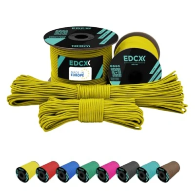 Imagen de EdcX 2 mm Nylon Paracord 275 (15, 30, 50 and 100 m) 100% Rope, 3 Strand Cord, Cord in Many Colours (Yellow, 15