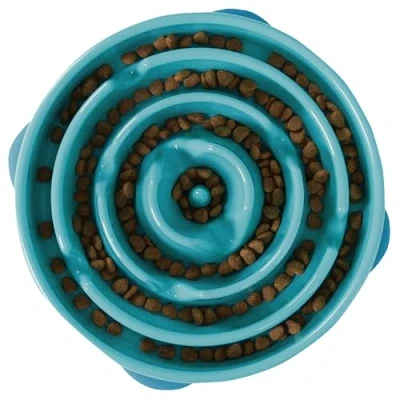Imagen de Outward Hound Fun Feeder Slo Bowl Comedero con obstáculos para perros Turquesa Grande/normal