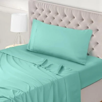 Imagen de Utopia Bedding Juego de Sabanas 3 Piezas 90x190 Poliéster Microfibra Cepillada Sábana Bajera, Plana y 1 Funda Almohada 50x75 (Cama 90, Azul SPA)