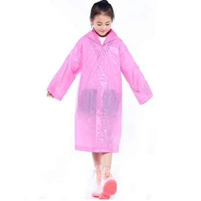 Imagen de Infantiles Impermeable Chubasquero, EVA Chaqueta Poncho de Lluvia con Capucha para Niños Niñas, Ropa Traje Lluvia, Reutilizable Rain Coat al Aire Libre Alpinismo Ciclismo Cámping (Blanco)