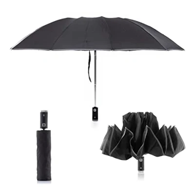 Imagen de InnovaGoods® Paraguas de cierre inverso plegable con LED Folbrella, se abre y cierra forma inversa, luz para mayor seguridad, ideal el hogar exterior