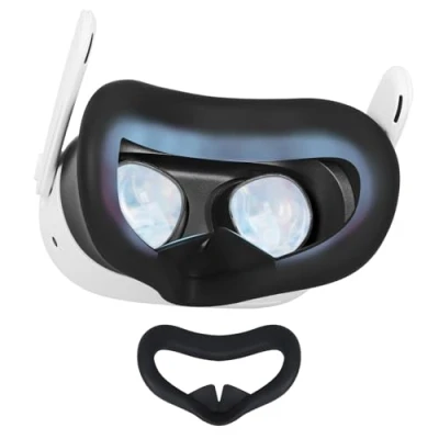 Imagen de YipuVR MáScara de Silicona VR para Meta Quest 3S, Antisudor y a Prueba Luz, Cubierta Facial VR, Textura Suave, Auriculares 3S (Negro)
