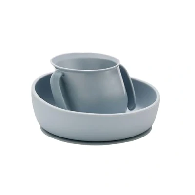 Imagen de Doidy Juego de regalo taza y cuenco, a partir 6 meses, cuenco silicona antideslizante con ventosa abierta para entrenar aprender comer beber, destete alimentación esenciales