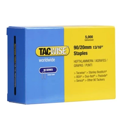 Imagen de Tacwise 0307 Grapas Galvanizadas de Corona Estrecha Tipo 90/20 mm, Plateado, 20mm, Set 5000 Piezas