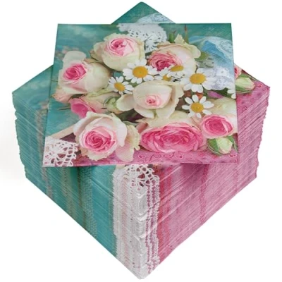 Imagen de 100 servilletas, 3 capas, 33 x cm, ramo de rosas