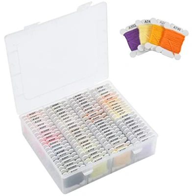 Imagen de Hilos de Bordar con 80 pz Bobinas, Hilo Punto Cruz Algodón, Colores Madejas Hilos, Bordados para Pulseras Manualidades Caja Organizadora