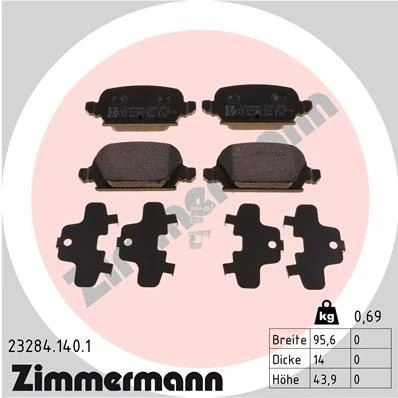 Imagen de ZIMMERMANN 23284.140.1 Juego de pastillas freno con avisador acústico desgaste Foto correspondiente a la entrega OPEL: Corsa C Hatchback