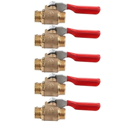 Imagen de Válvula de 5 Piezas Compresor Aire Bola Rosca Macho Doble G1/4 Latón Accesorio Tubo Manguera Herramienta Mangueras