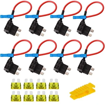 Imagen de 8pcs Estándar Portafusible con Alambre, Bolatus Coche Circuito Cuchilla Estilo Adaptador Cable Fusible, Add A Circuit Fusible Titular Fusibles 20A y 1pc Extractor