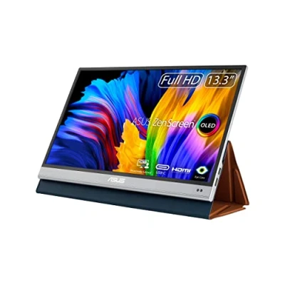 Imagen de ASUS ZenScreen OLED MQ13AH Monitor portátil de 13,3 Pulgadas (FHD (1920 x 1080), 100% DCI P3, 1 ms, Delta E &lt; 2, HDR 10, USB C, Mini HDMI, Smart Case, antiparpadeo, Baja luz Azul, Negro