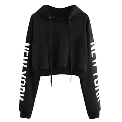 Imagen de Sudaderas Adolescentes Chicas, Fossen Mujer Tumblr con Capucha Emoticon Estampado Blusa Tops Camiseta de Manga Larga (Girl Rosa, S)