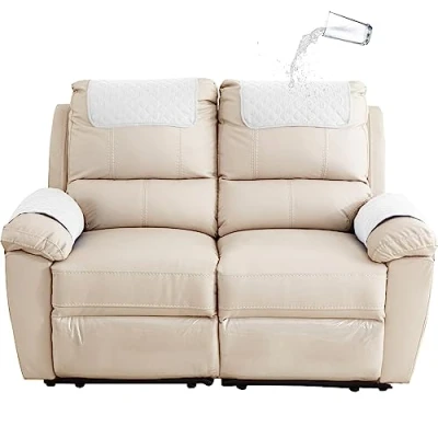 Imagen de GYHH Funda para Reposabrazos De Sofá, Reposacabezas Sillón Reclinable, Sillón, Protector Muebles Acolchado Antideslizante (Ivory,2 Seat Recliner 4 pc)