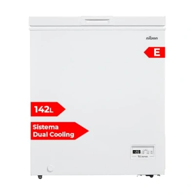 Imagen de Nilson Congelador Horizontal Blanco NCH1500EDC. Capacidad 142 Litros, Dual Cooling, 4 Star, Modo Super Congelación, Tecnología Cíclica, Puerta Abatible, 1 Cesta, Bajo nivel Sonoro