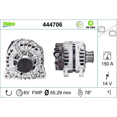 Imagen de VALEO 444706 Alternador 14V 150A CITROËN: Xsara Picasso, Berlingo II, / First I, PEUGEOT: 207 Hatchback, 208 I 3008