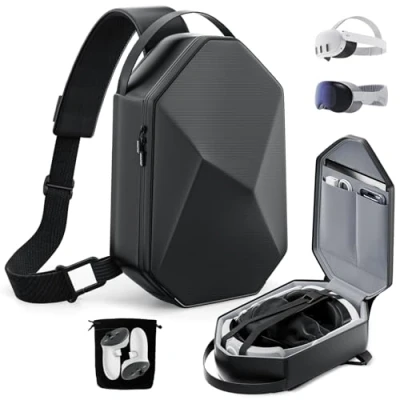 Imagen de Funda para Meta Quest 3S/Quest 3/Quest 2/Vision Pro/Pico 4, Estuche RíGido de Viaje Compatible con Kiwi Design/BOBOVR Elite Correa BateríA y Accesorios Controladores, Mochila Hombro Cruzada