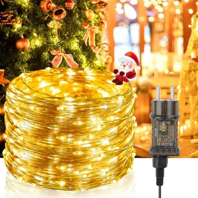 Imagen de Guirnalda Luces 20M 200 LEDs, Cadena de 8 Modes y Luz ajustable con Enchufe, Navidad Impermeable IP65 para Navidad, Habitacion, Fiesta, Jardín, Bodas, Compleaños, Balcón Blanco Cálido