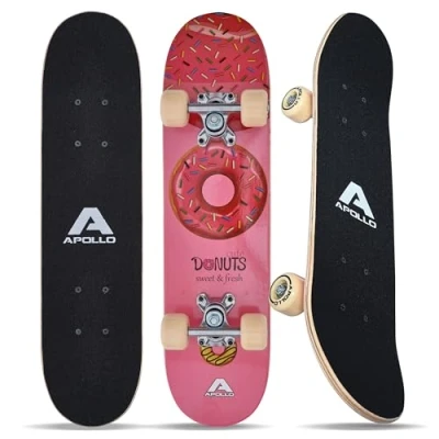 Imagen de Apollo Skateboard Niño Monopatín con Cojinetes ABEC 3 y Ejes de Aluminio Skate Completo Diseños Geniales Monopatines para Niños a Partir Años