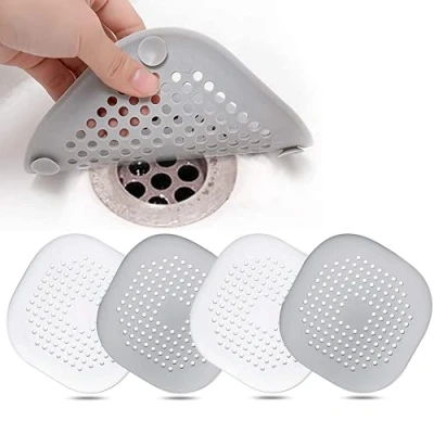 Imagen de 4 Piezas Silicona Protector de Drenaje, Tapa Drenaje con Ventosas Fuertes, Cubierta del DREN Bañera Colador, Filtro para Fregadero Cocina Baño