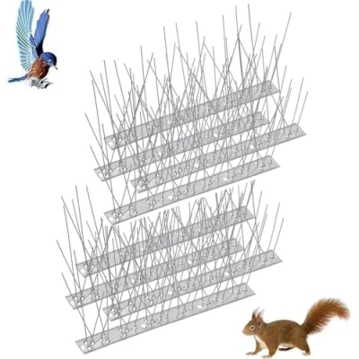 Imagen de LELYFIT Pinchos Antipalomas de Acero Inoxidable 8 Filas 25 cm (Kit 2 Metros) Púas Repelentes para Todo Tipo Aves Ahuyentador Palomas Espanta Pájaros Exterior Control Plagas