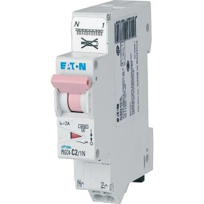 Imagen de EATON 109125 PLGC4 C2/1N DISYONCTOR MODULAR PH/N Blanco MANETA ROSA 1P+N/2 A CURVA C Conexión directa sin tornillos