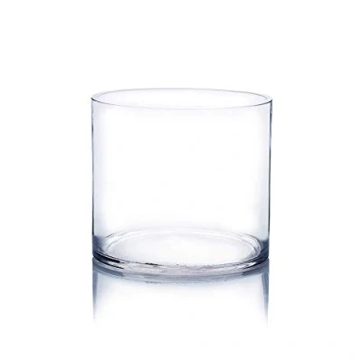Imagen de WGV Jarrón cilíndrico, Ancho Abierto 15,24 cm, Altura Recipiente Floral de Cristal Transparente, portavelas para Centro Mesa Boda, Evento Fiesta, decoración Oficina en casa, 1