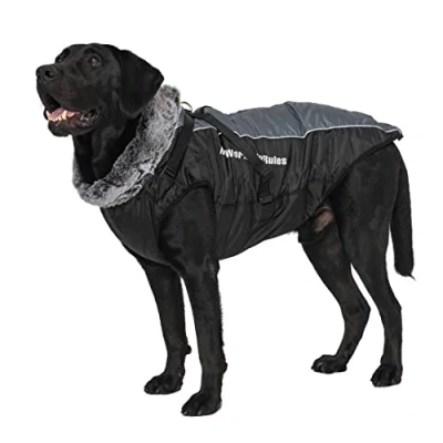 Imagen de chaqueta de invierno para perros 2 en 1 funciona con arneses prueba viento chaleco reversible perro abrigo ropa cálida clima frío medianos grandes