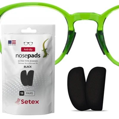 Imagen de Setex Gecko Grip Almohadillas de nariz antideslizantes ultrafinas 0,6 mm para gafas (15 pares), fabricadas en Estados Unidos, fibras microestructuradas, x 7 16