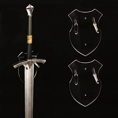 Imagen de espada de pared montaje soporte gancho visualización colgador para daga hachackeyblade no hay pantalla vertical (transparente 2 juego)