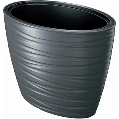 Imagen de Maceta ovalada con deposito 56L Maze de plastico en color antracita 58,5 (largo) x 38,5 (ancho) 42,3 (alto) cm