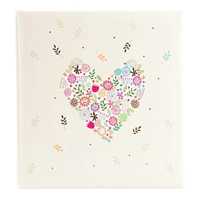 Imagen de goldbuch 08 182 Álbum de fotos boda con 60 páginas blancas y pergamino, álbum recuerdos relieve dorado, flores corazón, aprox. 30 x 31 4 cm