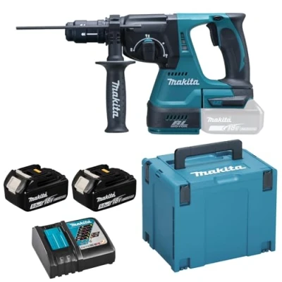 Imagen de Makita DHR243RTJ 4700ppm Ión de litio 3400g Martillo perforador inalámbrico rotatorio (Ión litio, 18 V, 3,4 kg, Negro, Azul)