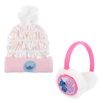Imagen de Disney Stitch Gorro y Orejeras para Niñas, Diseño Iridiscente Gorra Pom Pom, de Invierno Infantil, Regalo Niñas Adolescentes