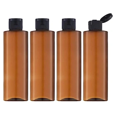 Imagen de Toureal 250ML Botella de Viaje Flip Cap (4 Piezas) Contenedor Vacío para Cosméticos con Embudo (Marrón)