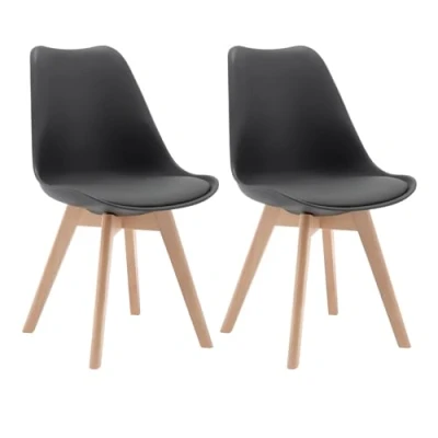 Imagen de WOLTU 2X Sillas de Comedor Dining Chairs Silla Tower Madera Escritorio Asiento Acolchado en Cuero Sintético y Polipropileno Cocina Conferencia Gris BH29gr 2