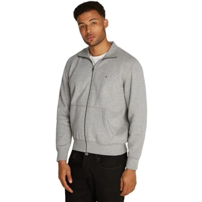 Imagen de Tommy Hilfiger Essential Stand Collar Sudadera con cremallera, Hombre, Talla: Medium, Medium grey heather