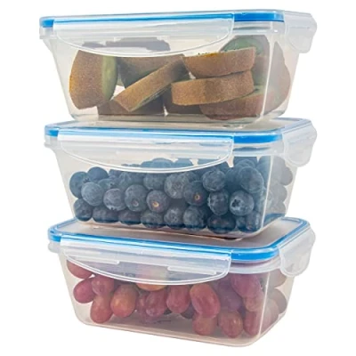 Imagen de Classbach Set of 3 Plastic Food Storage Containers with Lids, 100% Leak Proof Lunch Boxes, Meal Prep Boxes Suitable for Dishwasher, Microwave and Freezer C FHD 4006 K