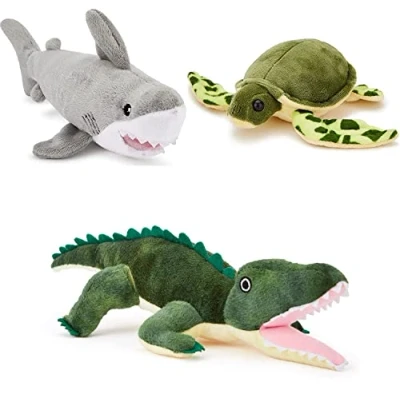 Imagen de Zappi Co Juego Triple de cocodrilo, Tortuga, tiburón, Suave Peluche Animales Sealife (5 6 Pulgadas, 12 15 cm), Ideal para recién Nacido, Primer cumpleaños
