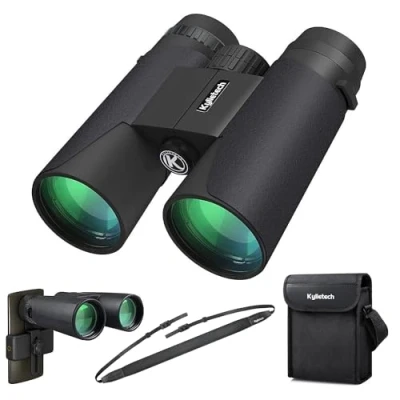 Imagen de Kylietech Prismaticos Profesionales Largo Alcance, Binoculares Pequeños y Potentes 12x42 Prismas BAK 4 Lentes FMC, Antiniebla e Impermeables con Adaptador para Smartphone de Aves, Caza, Senderismo