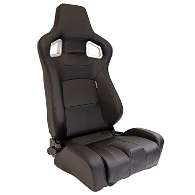 Imagen de AUTO STYLE Asiento Deportivo &#039;RS6 II&#039; Cuero Artificial Negro Mate Respaldo Ajustable de Doble Cara incl. Correderas