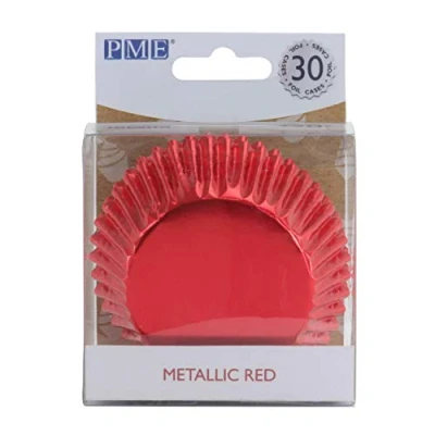 Imagen de PME BC815 Cápsulas Metálicas para Cupcakes Rojas, Paquete de 30, Paper, Rojo