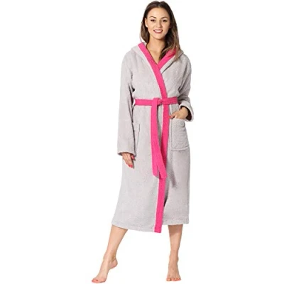 Imagen de Ladeheid Albornoz de Baño 100% Algodón Ropa Casa Mujer LA40 191 (Gris 11/Rosa 25, S)