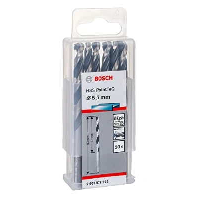 Imagen de Bosch Professional 10 brocas helicoidales HSS PointTeQ, para metal, 5.7 x 57 93 mm, accesorio de taladro
