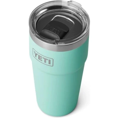 Imagen de YETI Rambler Vaso apilable de acero inoxidable aislado al vacío con tapa Magslider, espuma mar, 591 ml