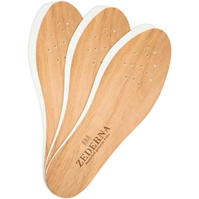 Imagen de Zederna 3 pares Plantillas de madera cedro, para pies sudorosos, olor pies/calzado. 100% natural y antibactariano. Eficaz contra hongos en uñas. frescas/uso sin calcetines 41