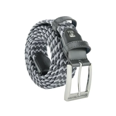 Imagen de Sergio Tacchini Cinturón trenzado, de Hombre y Mujer, tejido elástico cuero genuino, caja regalo Mezcla gris 125