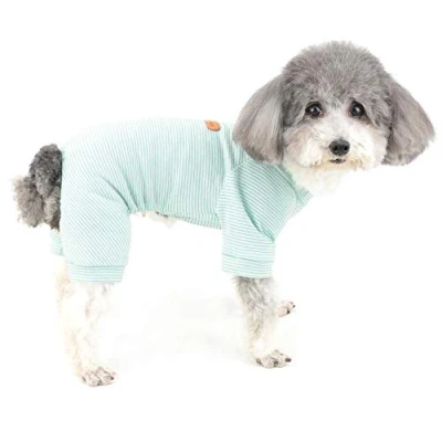 Imagen de Zunea Pijama para Perro Pequeño de Algodón Suave Dormir Ropa Cachorro Mono Mamelucos Mascotas y Chihuahua Todas Las Estaciones Azul L