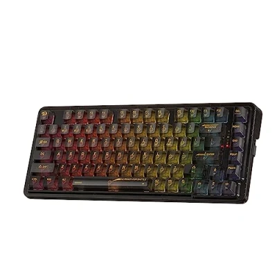 Imagen de Redragon K649 PRO teclado para juegos RGB con junta inalámbrica 78%, 3 modos, 82 teclas, mecánico compacto de intercambio en caliente totalmente transparente enchufe mejorado, espumas