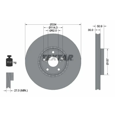 Imagen de TEXTAR PRO 92147803 Disco de freno 334 30 05/07 114,3 ventilación externa revestido sin perno sujeción rueda, buje rueda LEXUS: GS III