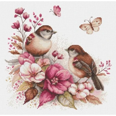 Imagen de Luca S Kit de punto cruz, diseño pájaros primavera
